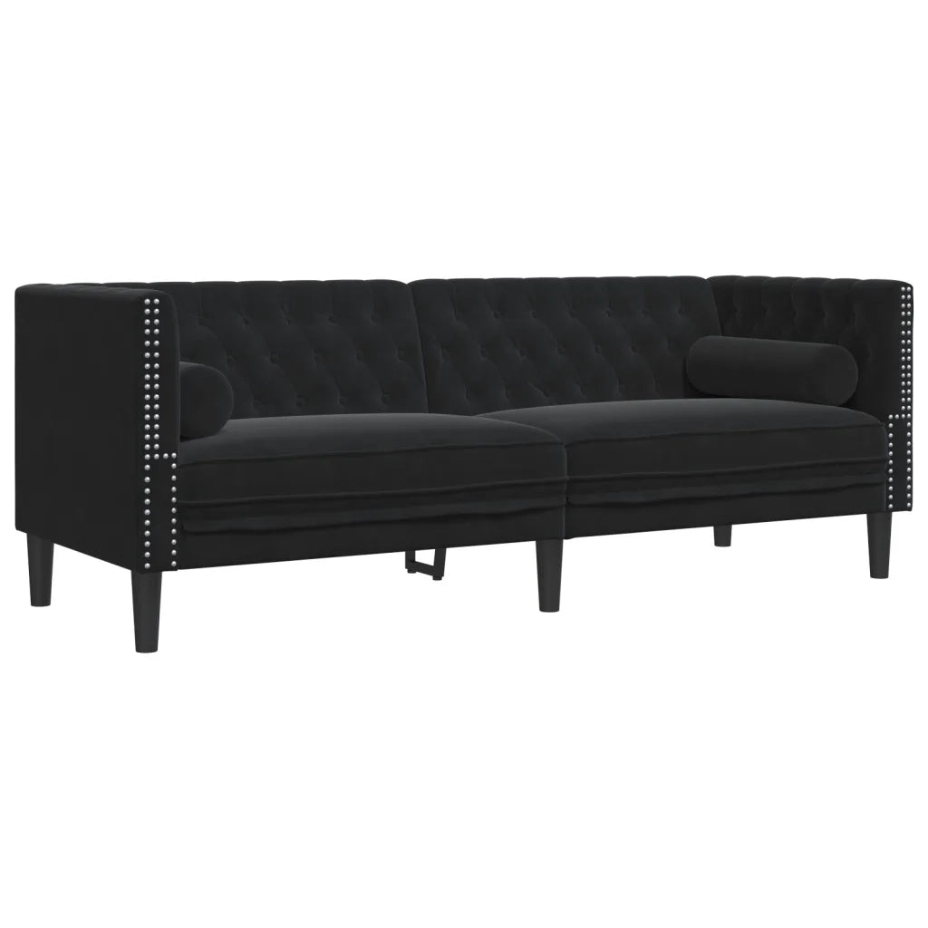 Set Divani Chesterfield 2pz con Cuscini Nero Velluto 3209296