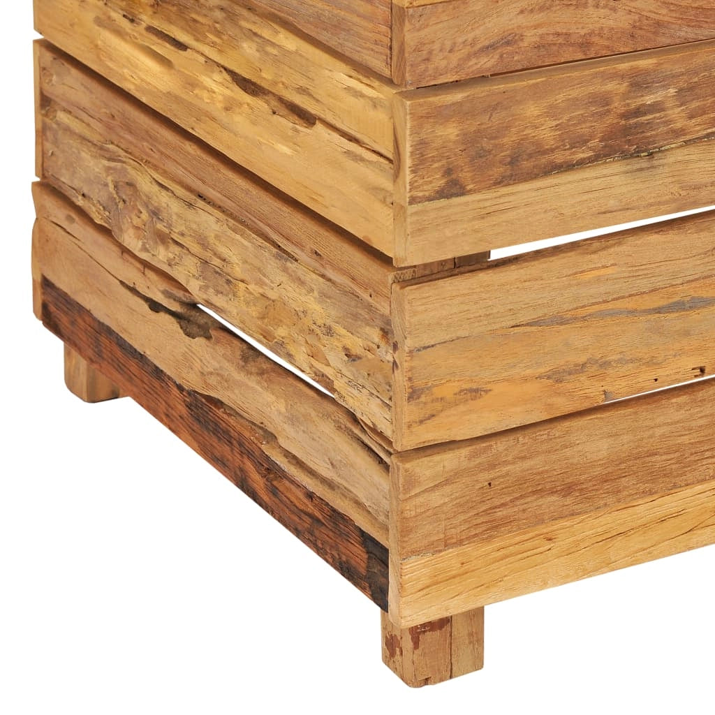 Aiuola rialzata per piante e fiori 50 x 40 x 55 cm legno di teak riciclato e acciaio 02_0000938
