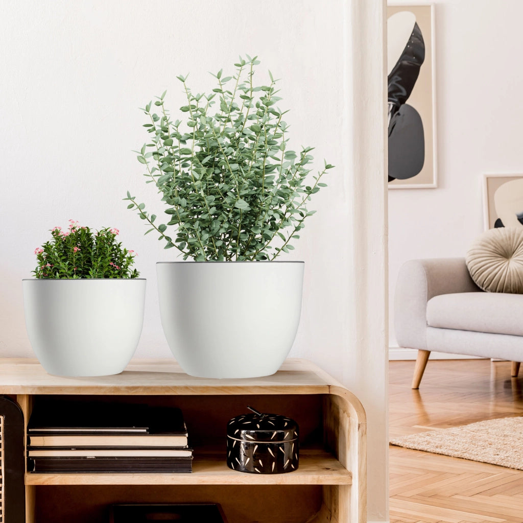 KADAX Vaso da fiori da giardino, copertura rotonda 30 cm, bianca