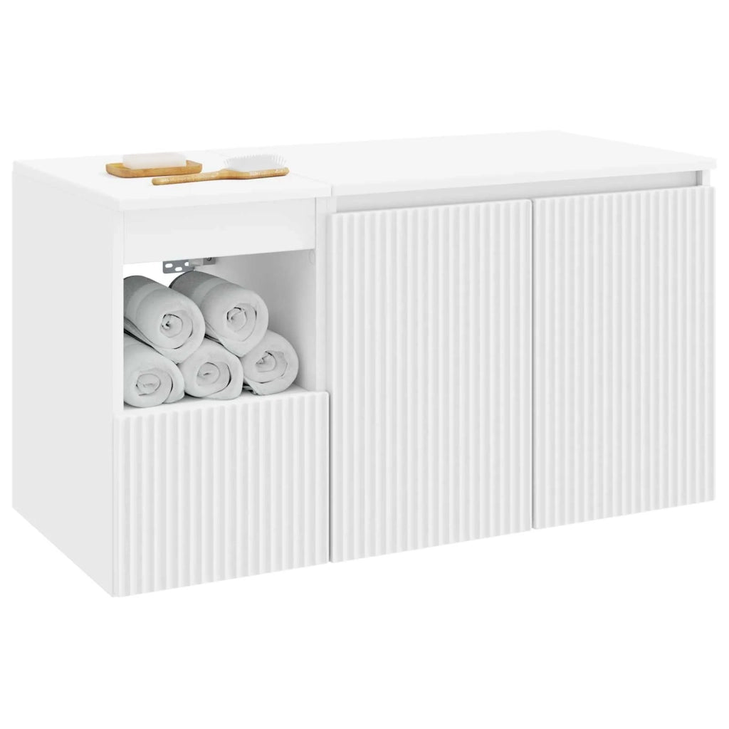 Set di mobili per il bagno 2 pz Bianco Legno ingegnerizzato 3404114