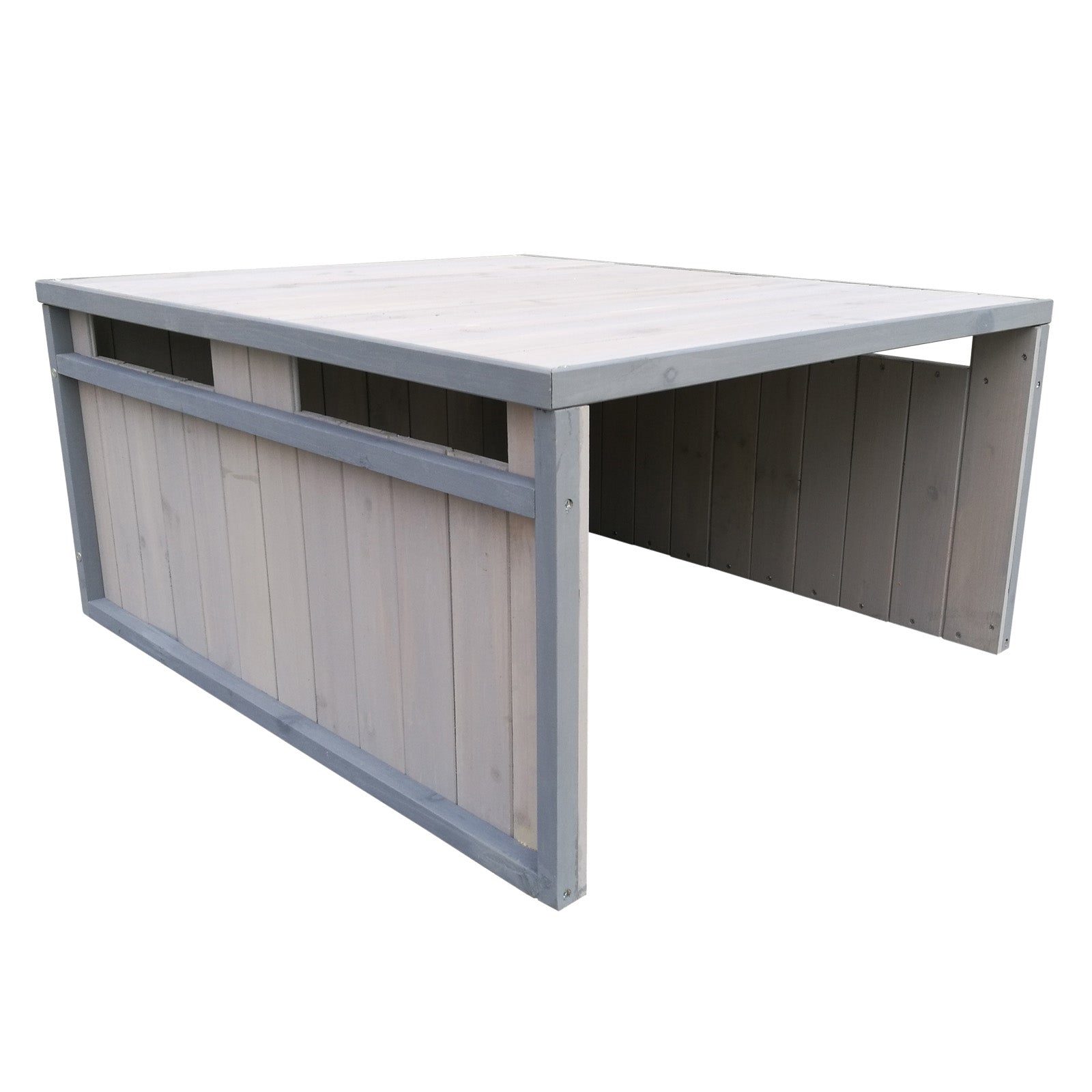 Garage robot tagliaerba, legno grigio, 80x70x38 cm, Copertura per rasaerba con tetto piatto