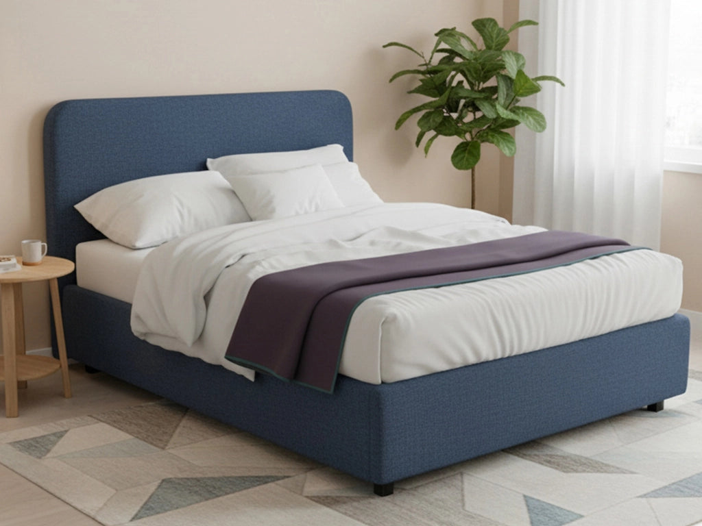 Bury, Letto Matrimoniale Sfoderabile Made in Italy, blu