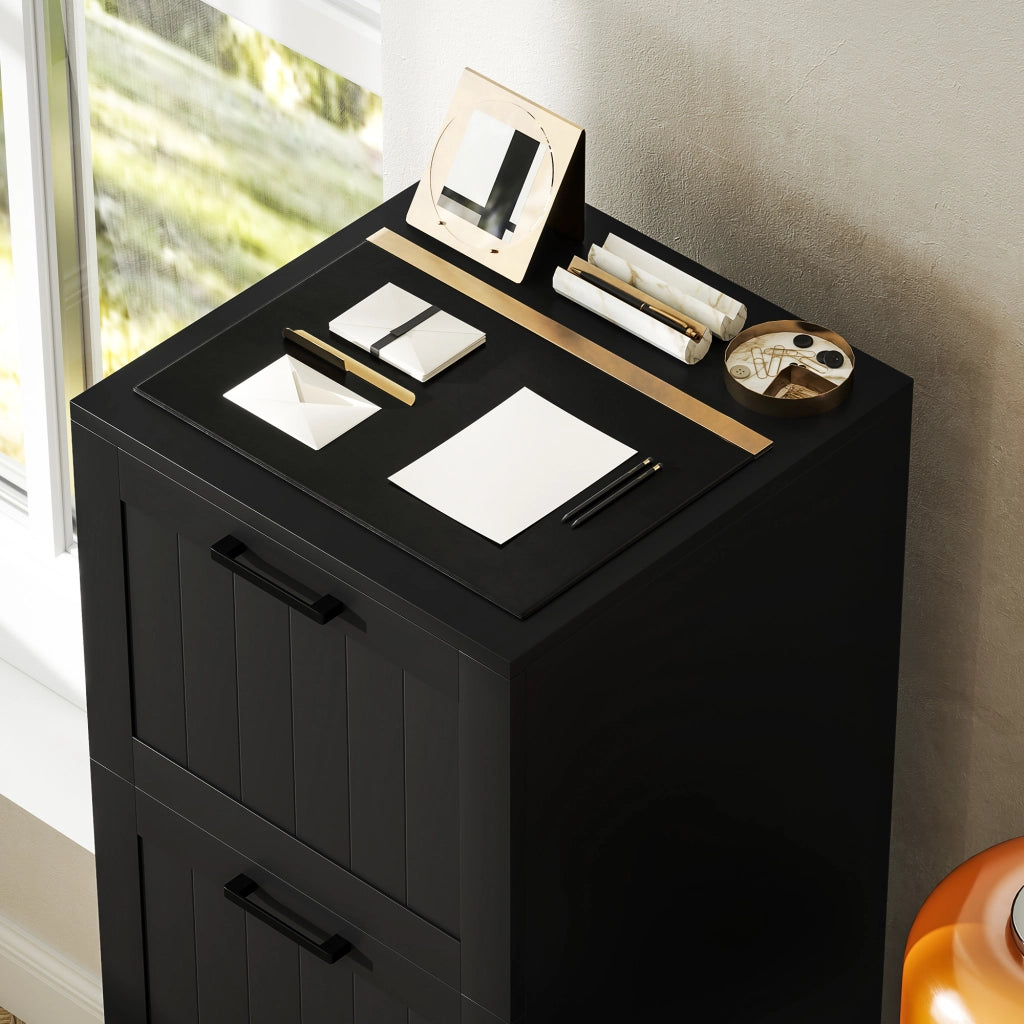 Cassettiera Portadocumenti a 4 Cassetti 40x40x131 cm 2 Serrature in Legno Nero