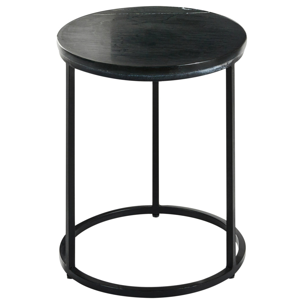 Tavolino Base nera ø 40 cm Struttura in metallo Piano in ceramica Marmo Design moderno Soggiorno