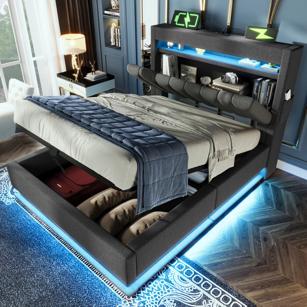 letto imbottito lino grigio 90 x 200 cm