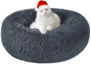 Letto per Cani Letto per Gatti Piuma Ronde Donut Morbida e Cuddosa Cuscino per Cani e Gatti Lavabile S/M/L/XL/XXL per Cani, Gatti e Altro Animali domestici (M-50cm, Grigio Scuro)