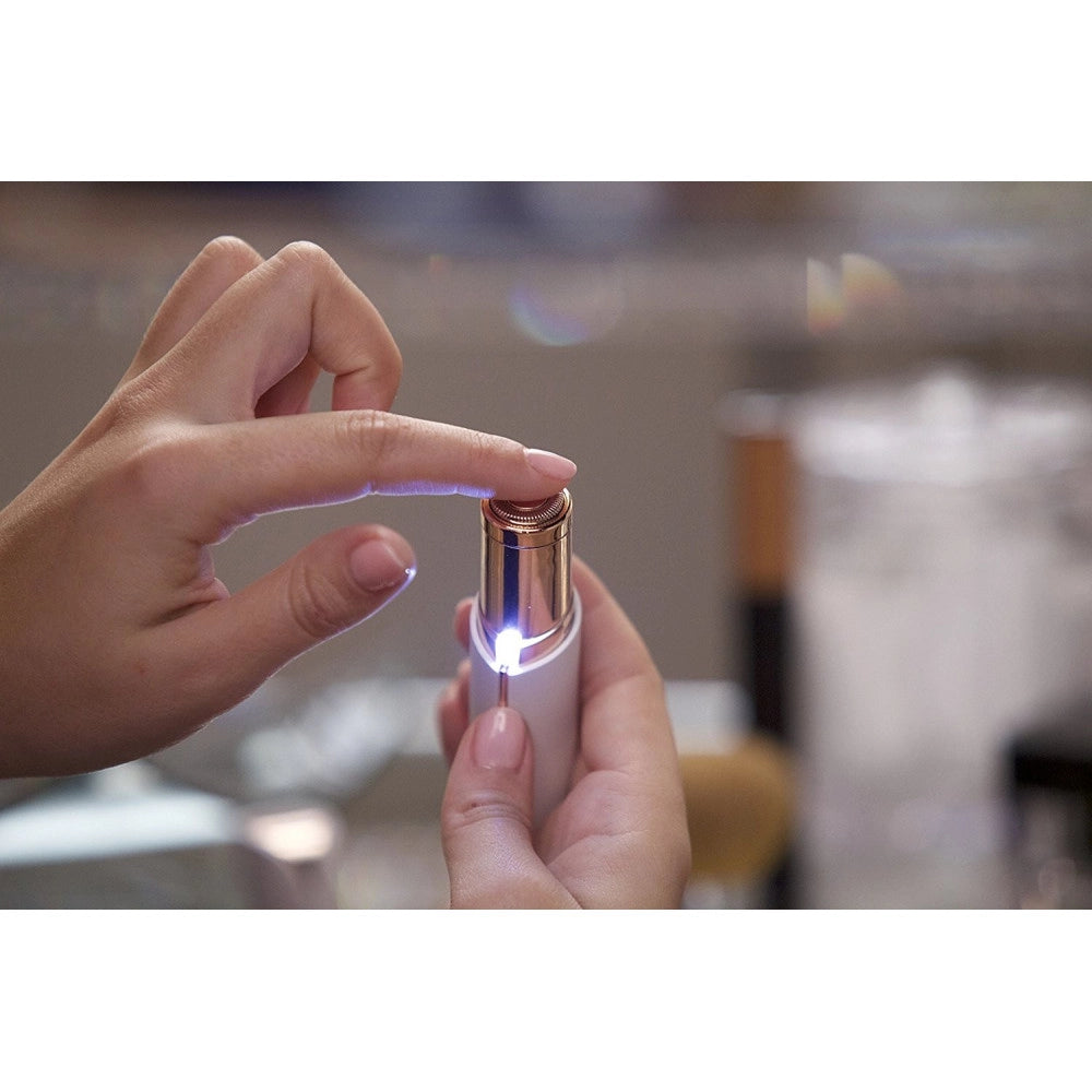 Trade Shop - Epilatore Depilatore Rasoio Donna A Forma Di Rossetto A Batteria Con Luce Led -