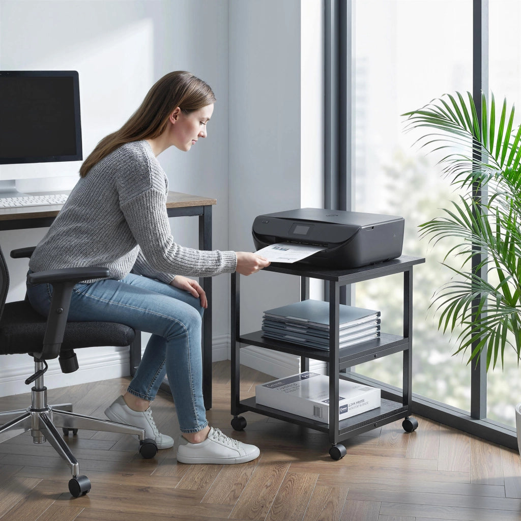 Tavolino mobile con 3 ripiani e ruote ¨C zephmum ¨C 50x50x52,5 cm