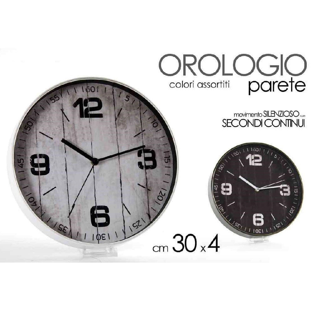 Trade Shop - Orologio Da Parete Tondo Movimento Silenzioso 30x4cm Plastica Vari Colori 738869 -
