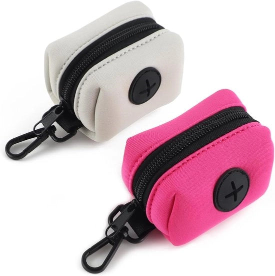 Set di 2 Sacchetti di Spazzatura per Cani - Per Fissaggi di Uscita per Cani - Dispensatore di Sacchetti di Spazzatura per Cani - Fissaggio a Peso per Animali Domestici - Rosa Pappagallo/Grigio Chiaro
