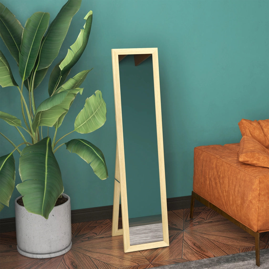 Specchio a Parete 37x155 cm con Cornice in Legno Rovere ¨C Zephmum ¨C Forma Rettangolare