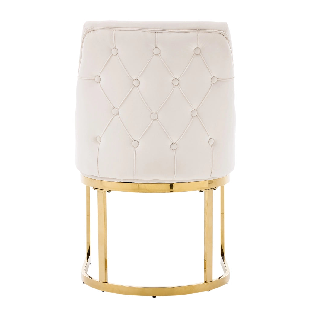 Set di 2 sedie da pranzo in velluto beige con gambe dorate galvanizzate, stile moderno