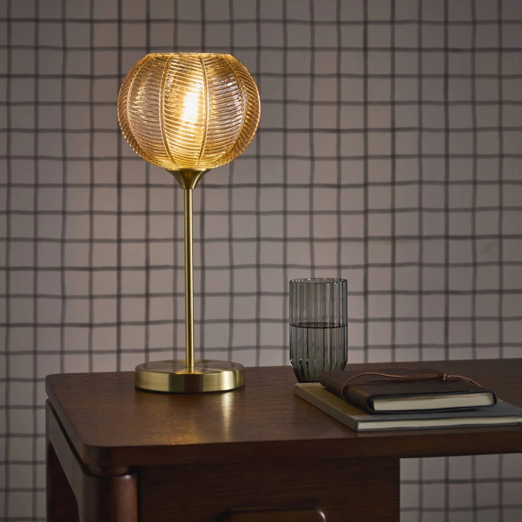 Lampada in metallo e vetro, 20cm, ambre