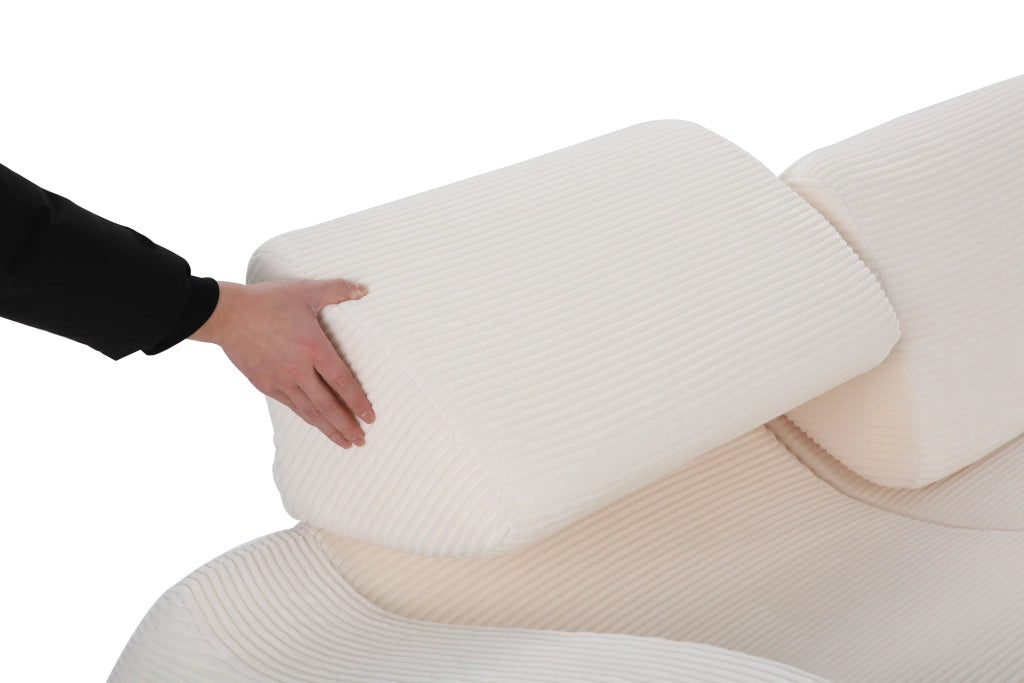 Divano modulare a tre moduli in velluto a coste con funzione letto, senza montaggio né attrezzi, beige 115 × 247 × 76 cm
