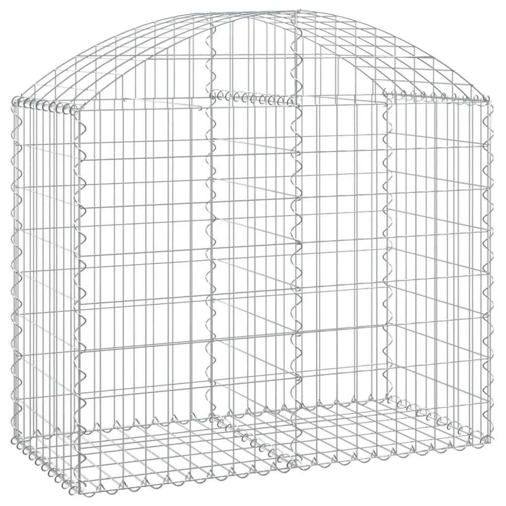 Cesto gabbione recinzione a gabbia muro di contenimento ad arco 100 x 50 x 80/100 cm ferro zincato argento 02_0039969