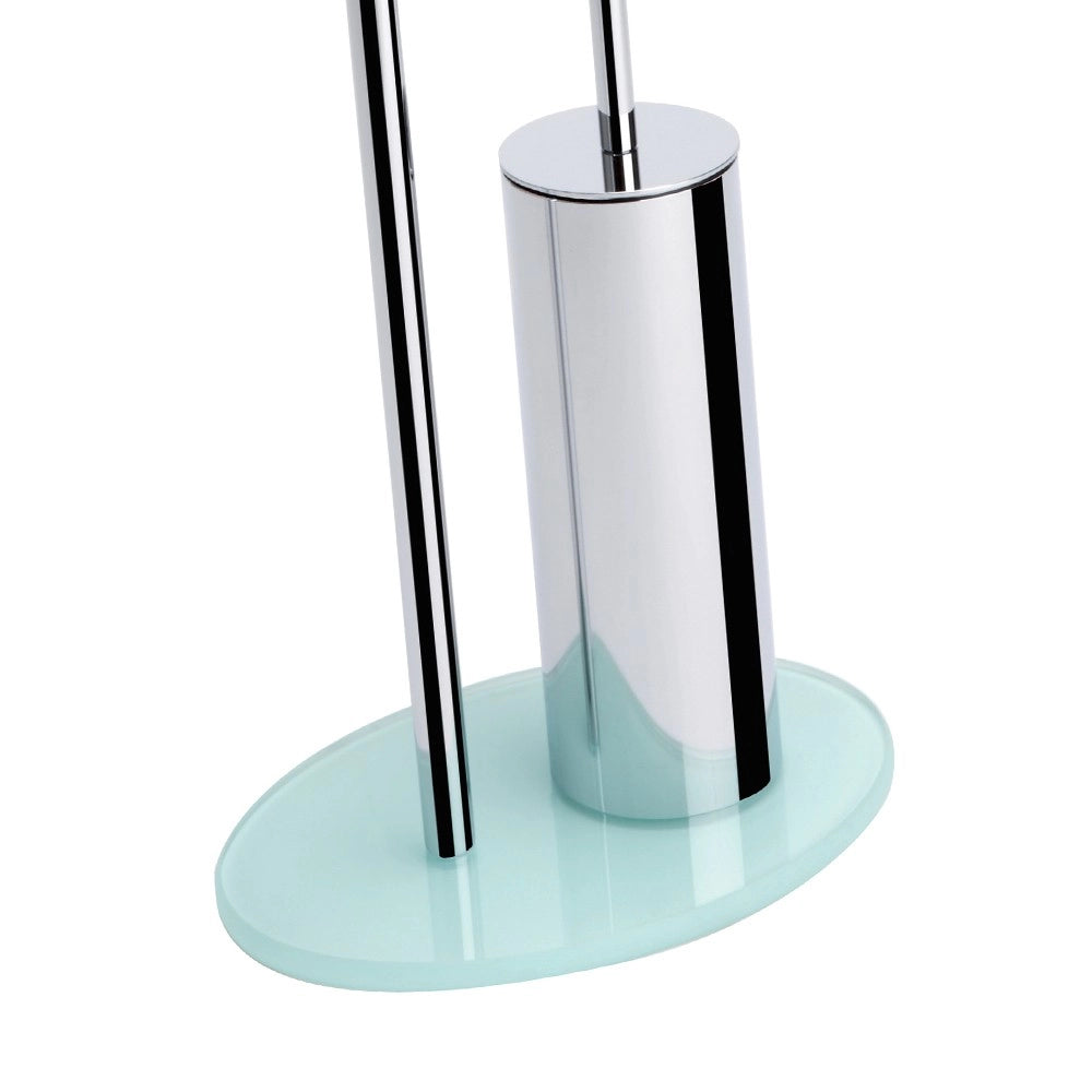 Piantana wc in metallo cromato con base in vetro