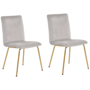 Set di 2 sedie da pranzo in velluto grigio gambe in metallo dorato senza braccioli Retro Glam