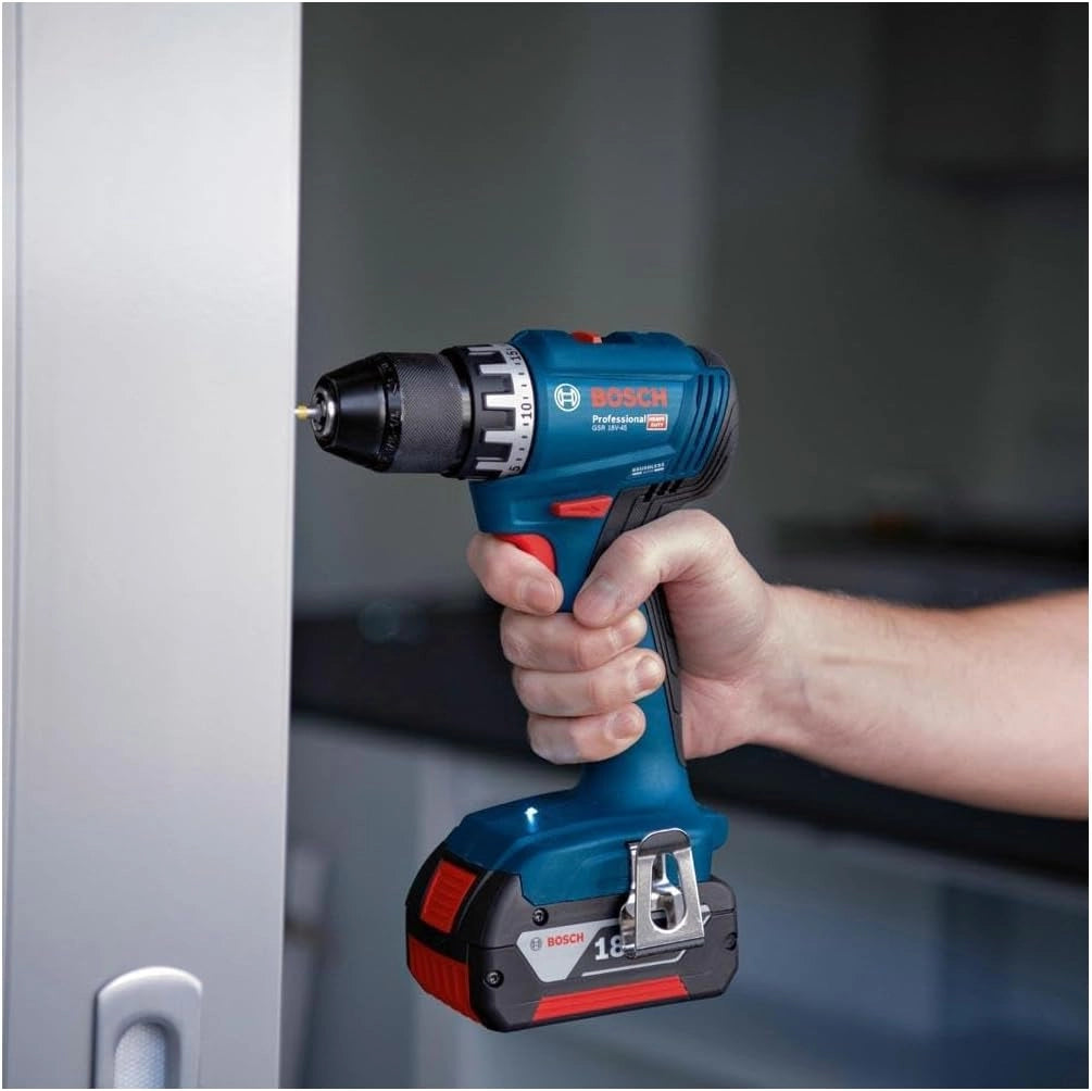 Kit 3 utensili BOSCH 18V Trapano avvitatore GSR18V-55 + Perforatore GHB18V-22 + Smerigliatrice GWS18V-7 + 3 batterie 18V - 4 + Caricatore GAL 18V-40 + Borsa