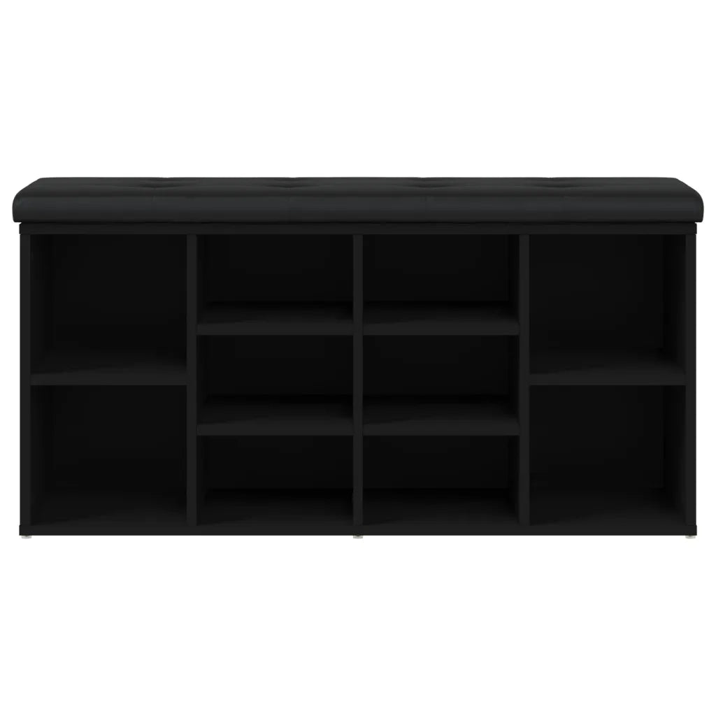 Panca Porta Scarpe Nera 102x32x50 cm in Legno Multistrato