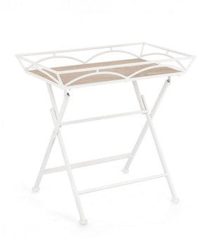 Set 2 Tavolini da Soggiorno 63x40x60 cm in Acciaio Guenda Bianco