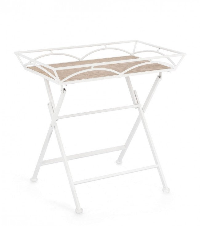 Set 2 Tavolini da Soggiorno 63x40x60 cm in Acciaio Guenda Bianco