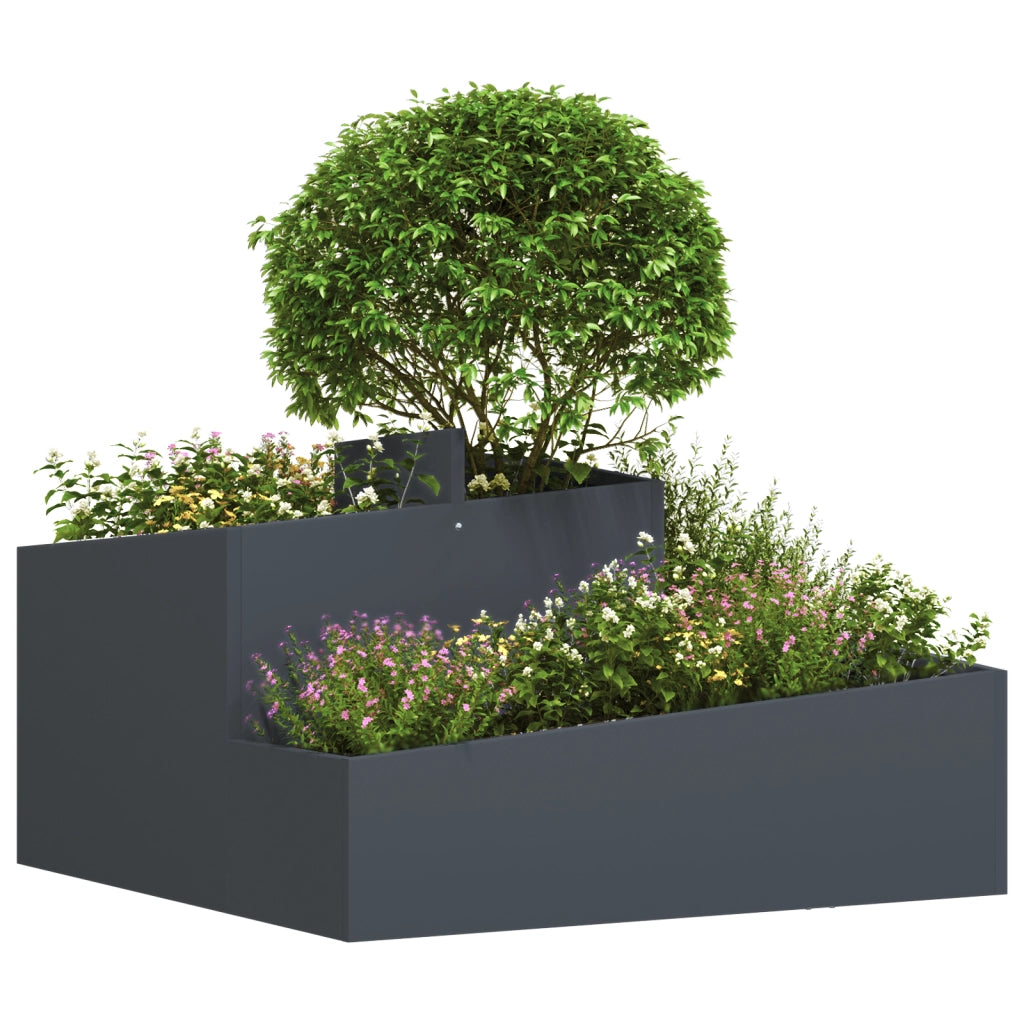 Fioriera Antracite 80x80x50 cm Acciaio Inossidabile