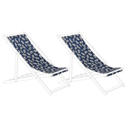 Set di 2 Teli Sostitutivi per sdraio fantasia farfalle beige e blu marino