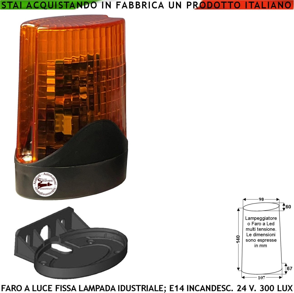 Lampara 12 Led 4 File Selezione Luce Fissa Oppure Lampeggiante 60 Cicli al Minuto Alimentazione 12 Vcc 24/230 Vac Con Base da Parete Uso Come Monitore su Automatismi o Come Ripetitore di allarme