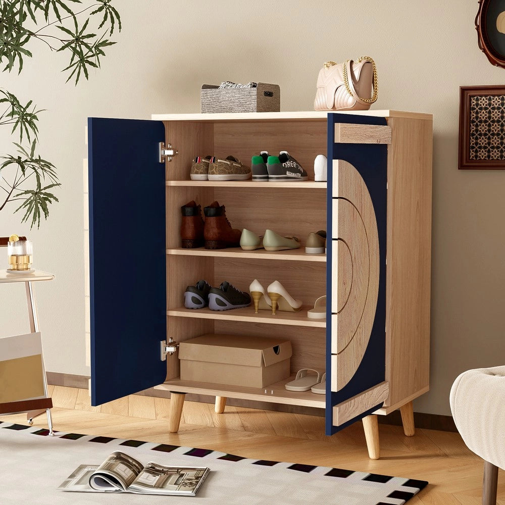 Scarpiera Moderna con Ante Geometriche e Ripiani ¨C MINIMAL ¨C Legno