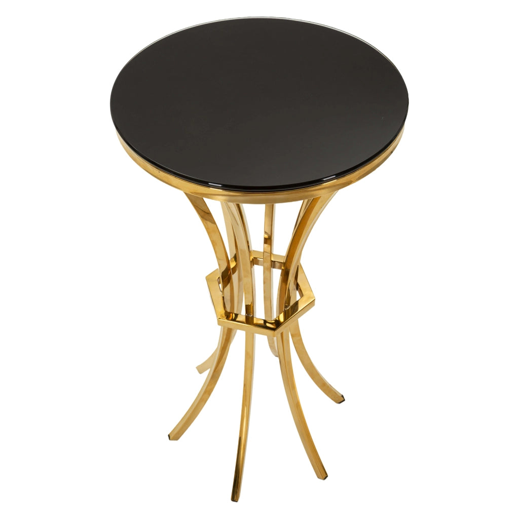 Datenoda, Tavolino da Salotto Forma Rotondo, 40x40x81h cm oro