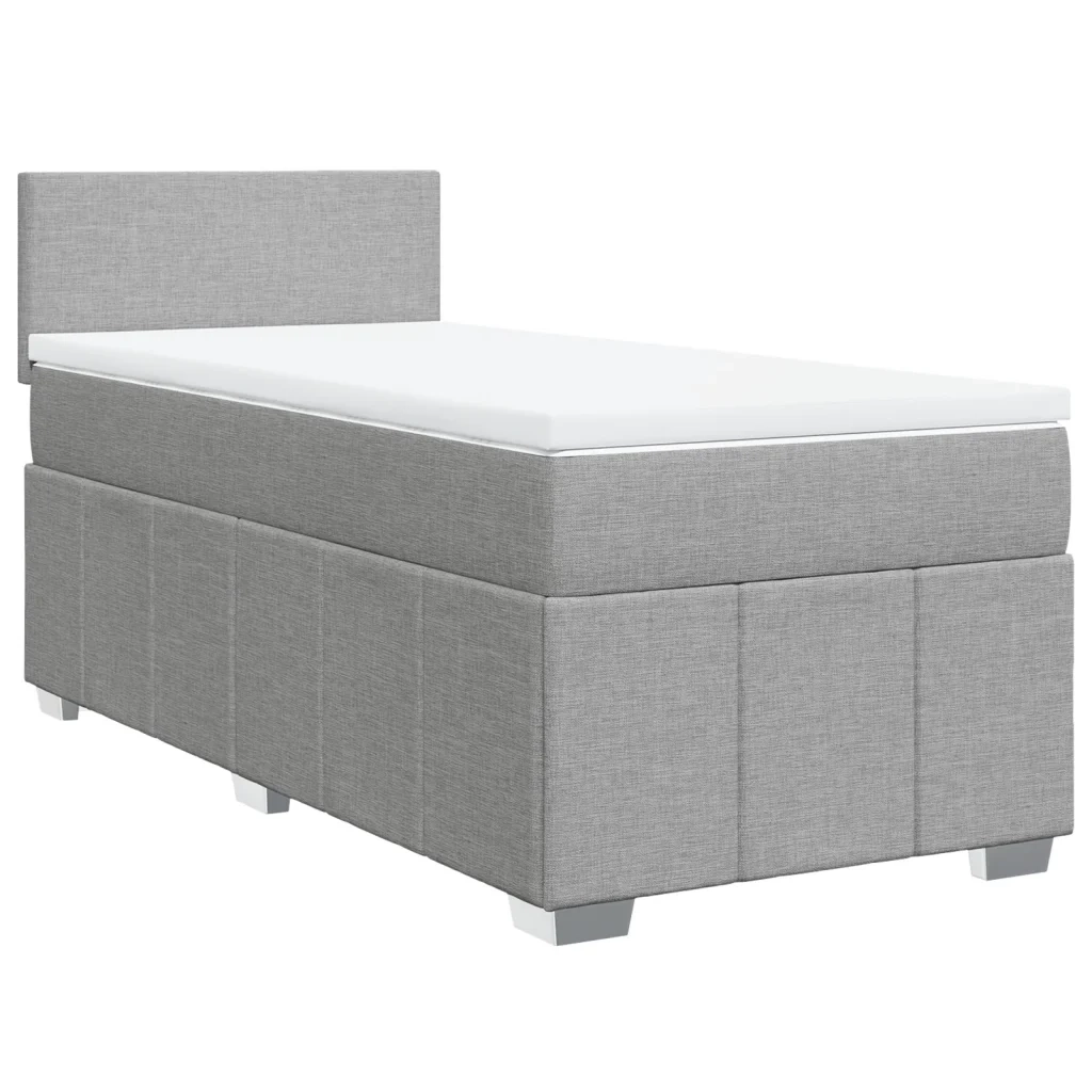 Giroletto a Molle con Materasso Grigio Chiaro 90x190 cm Tessuto