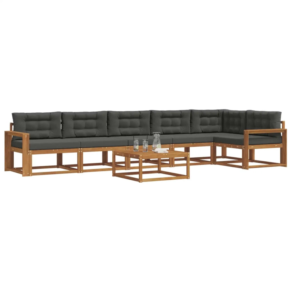 Set di divani da esterno con cuscino 7 pcs Naturale e Antracite