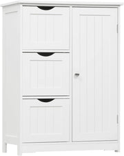 Mobile da Bagno Bianco Con 3 Cassetti e 2 Scomparti Regolabili, Portaoggetti per Camera da Letto/Corridoio/Cucina, 60x30x81cm