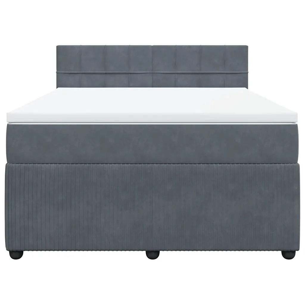 Giroletto a Molle con Materasso Grigio Scuro 160x200 cm Velluto