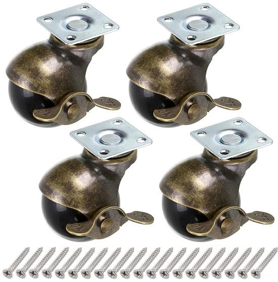Balwiel Bronzato, Balwiel, Balwiel Ronde con Maniglia a Remo, Sostituzione per Mobili, Bancali, Sedie, Comоди, 4 Pezzi, 50 mm