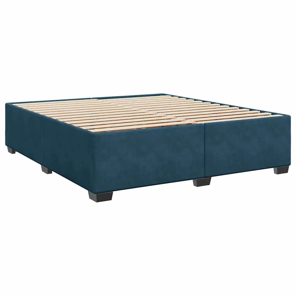 Giroletto a Molle con Materasso Blu 200x200 cm in Velluto