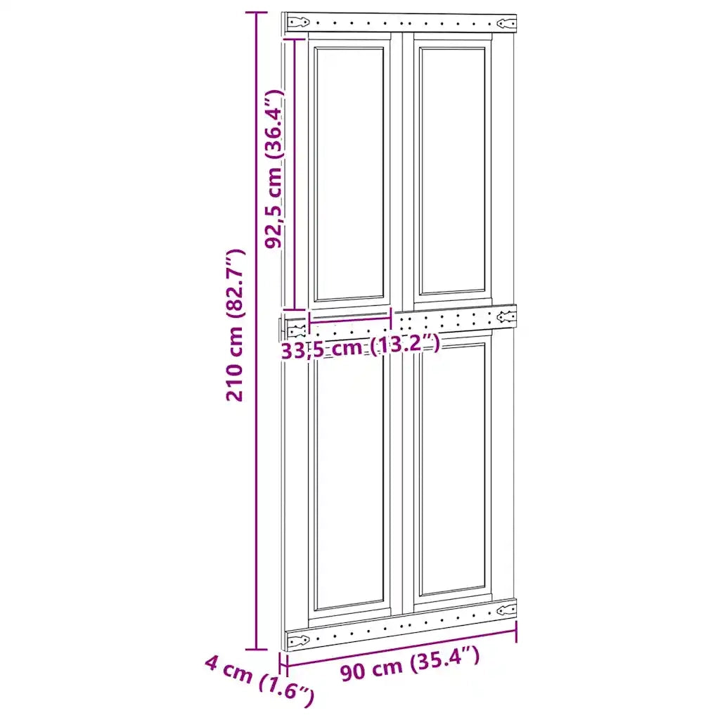 Porta del fienile Corona 90 x 210 cm Legno Massello di Pino 42021203