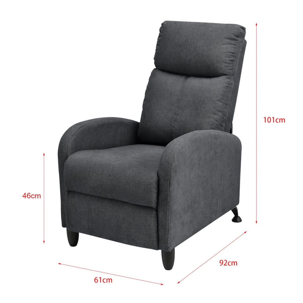 poltrona relax con schienale reclinabile e poggiapiedi rivestimento tessile 102 cm grigio scuro 03_0005214