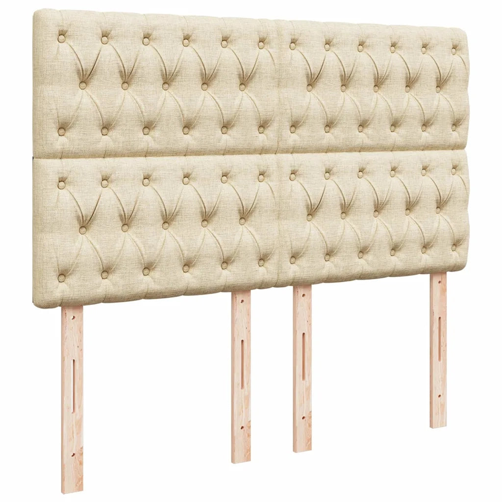 Struttura Letto Pouf con Materasso Crema 140x200 cm in Tessuto 3314098