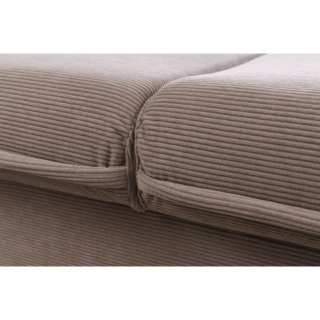Divano destro CALDERO taupe trasformabile con contenitore – Divano letto in velluto a coste con spazio di stoccaggio integrato