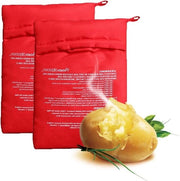 Set di 2 sacchetti di cottura magnetron riciclabili per patate al forno perfette - Rosso