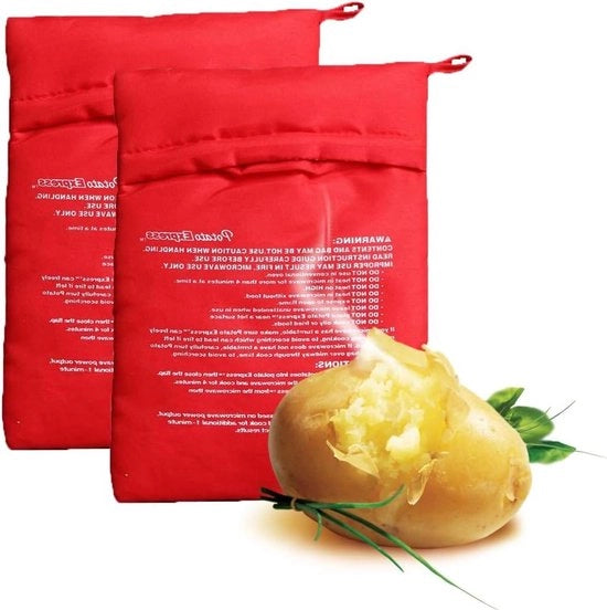 Set di 2 sacchetti di cottura magnetron riciclabili per patate al forno perfette - Rosso