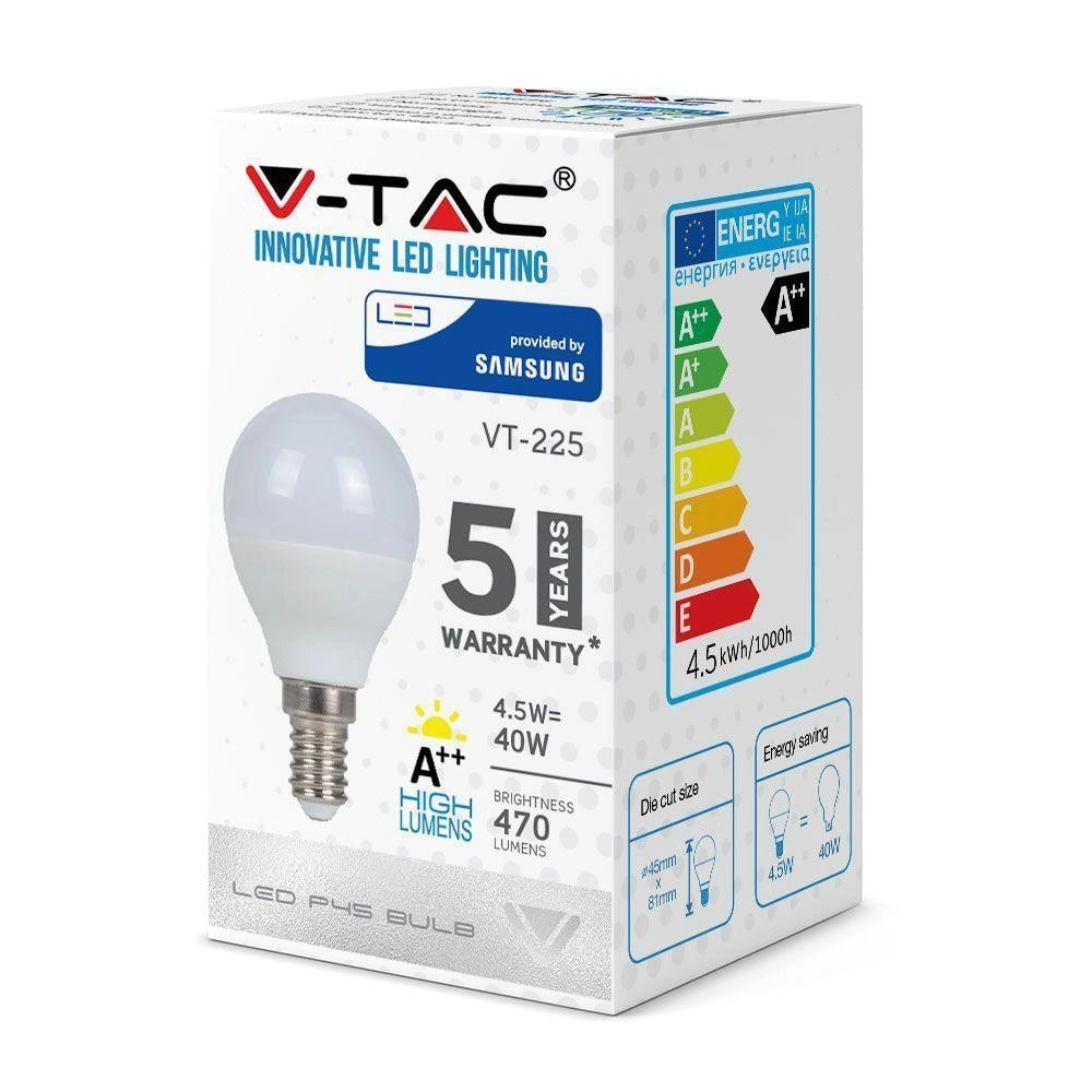 V-TAC Lampadina LED Samsung 4,5W E14 P45 4000K 470lm