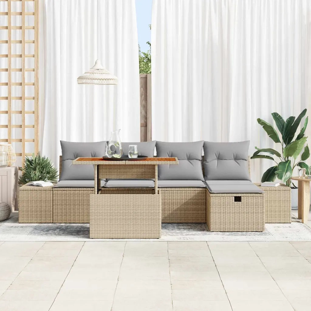 Set Divano da Giardino 6 pcs Beige polyrattan 3361378