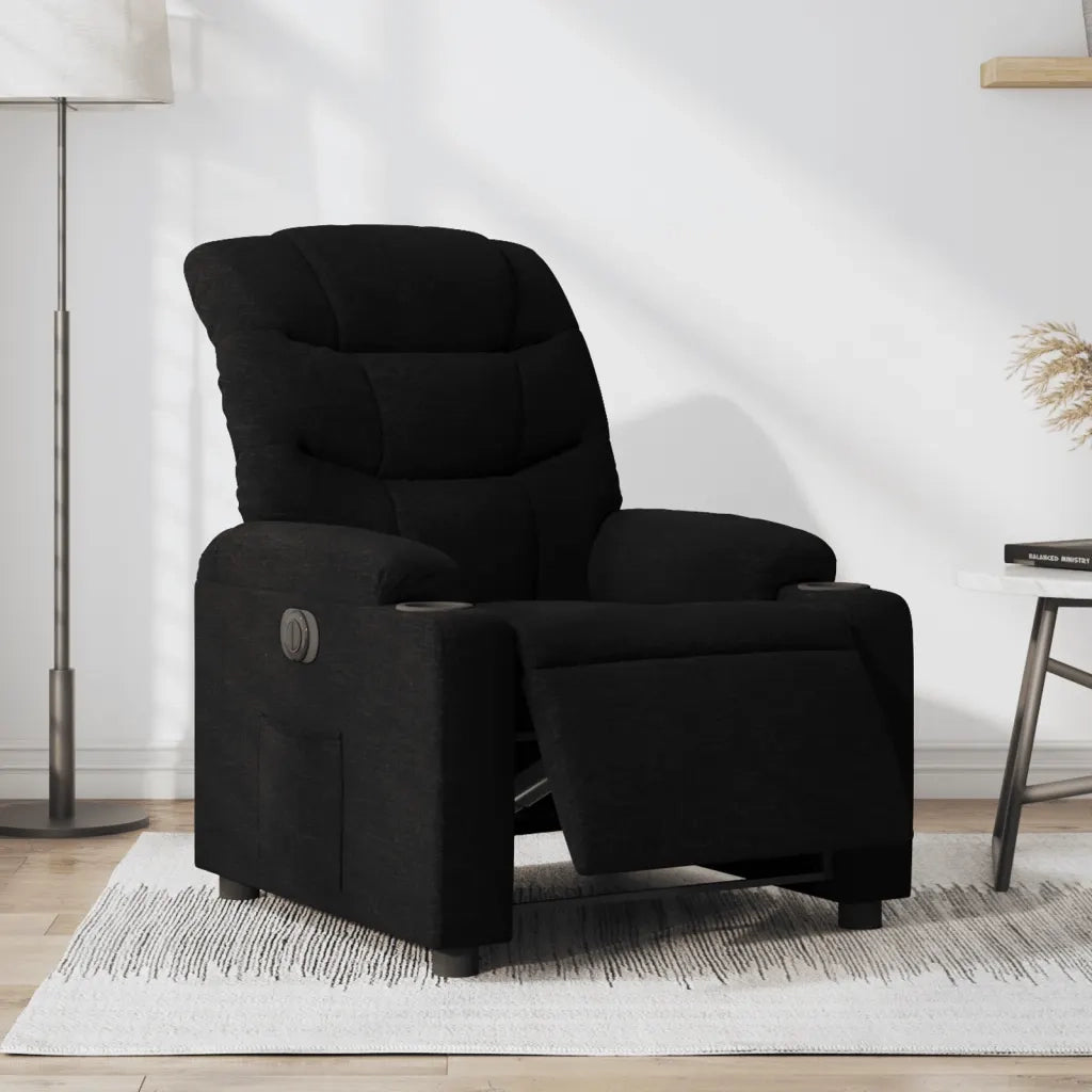 Poltrona | Sedia Relax Elettrica Reclinabile Nera in Tessuto