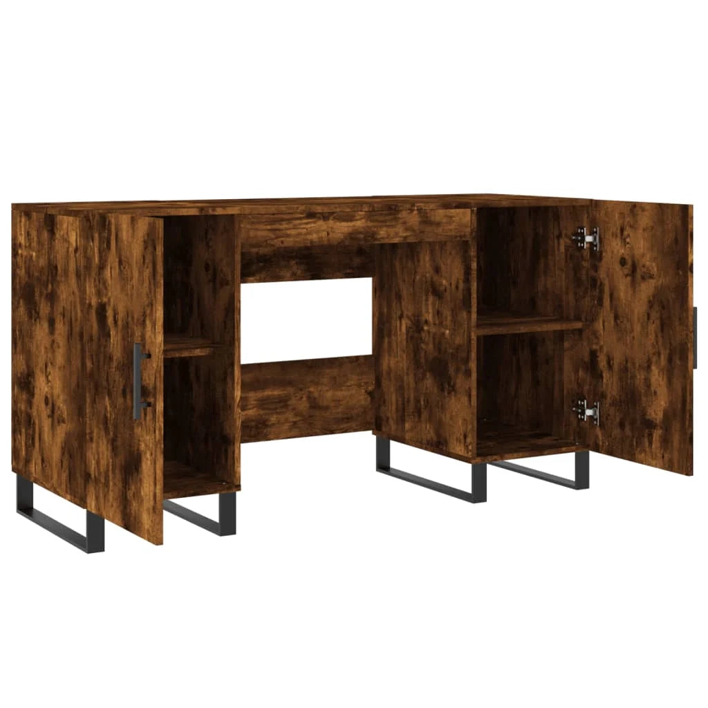Scrivania da ufficio postazione di lavoro mobile per computer studio rovere affumicato 140 x 50 x 75 cm legno ingegnerizzato marrone 02_0023584