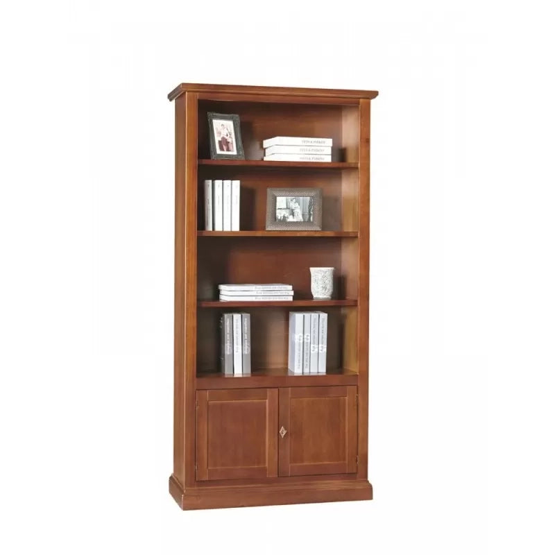 Libreria arte povera 2 ante in legno tinta noce 90x41x186 (386) - Mobili 2G