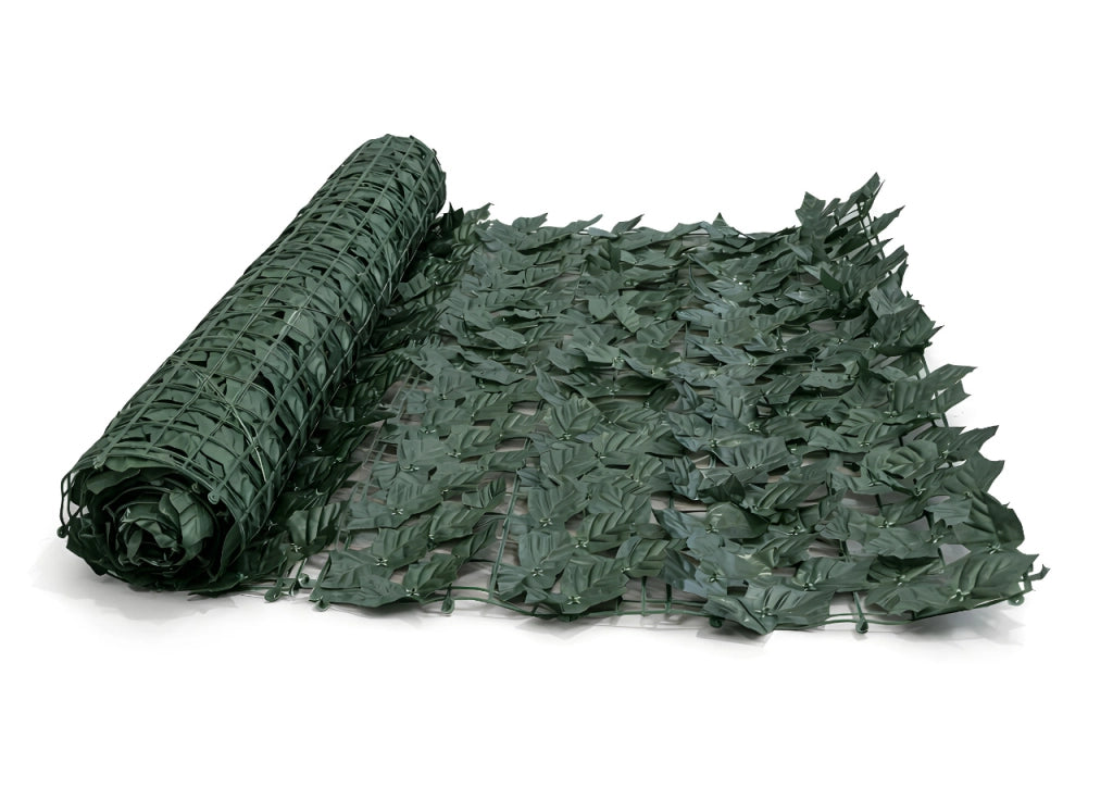 Rotolo Edera Finta Sempreverde Siepe Foglie Ornamentali Frangivista Coprente Per Recinzione - 1.5x3mt - Verde