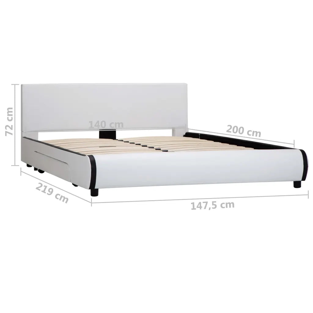 Giroletto con Cassetti Bianco in Similpelle 140x200 cm 284945