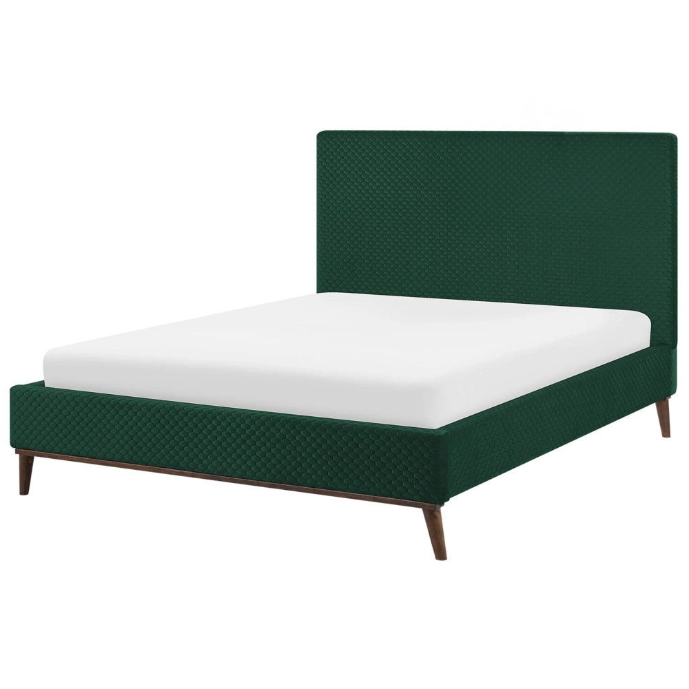 Letto matrimoniale tessuto verde 140 cm 6 struttura imbottita a nido d'ape trapuntato
